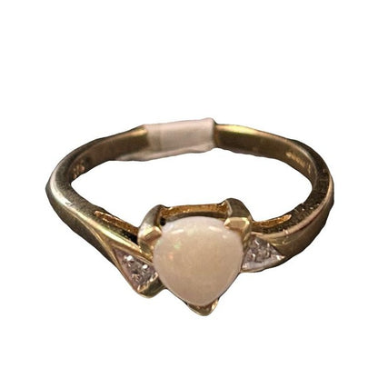 NEW 9CT Gold Opal & Diamond Ring - Size O
