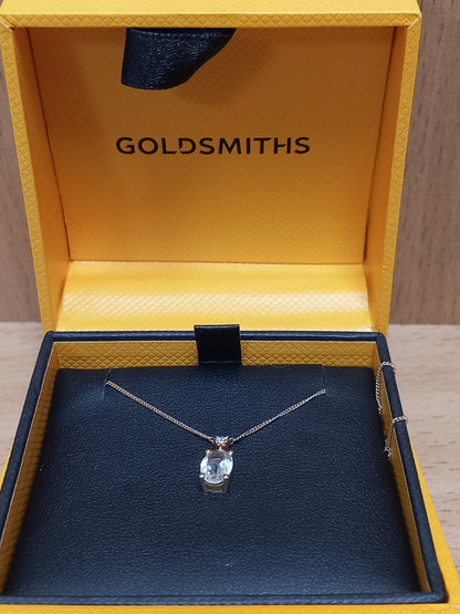 18CT GOLD PENDANT WITH PINK-HUE AND WHITE STONES WITH CHAIN