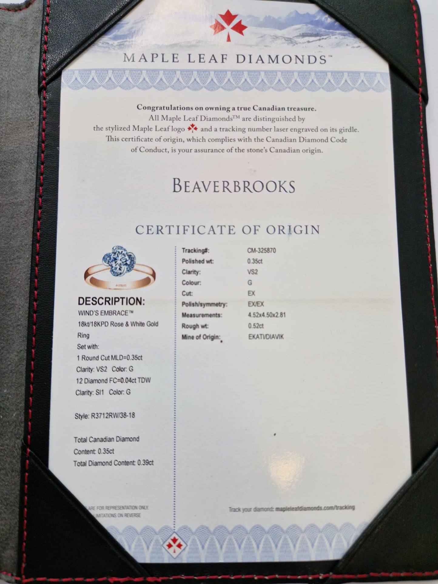 Beaverbrooks Winds Embrace 18K Rose & White Gold Diamond Ring