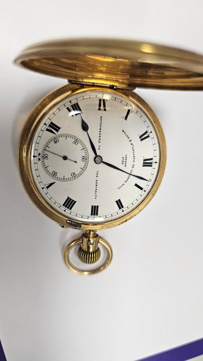 Antique 18K Gold Pocket Watch 128g Wales & McCulloch Admiralty Watchmakers