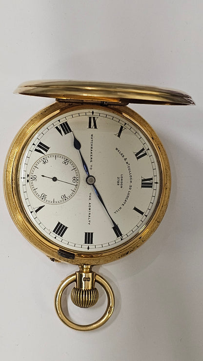 Antique 18K Gold Pocket Watch 128g Wales & McCulloch Admiralty Watchmakers
