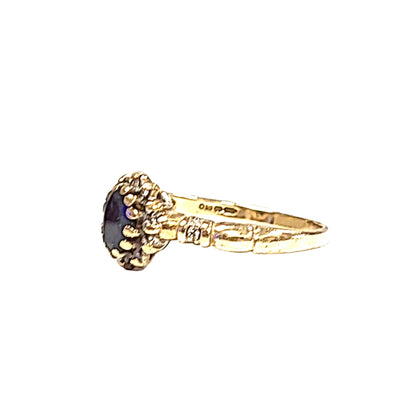 Vintage 9ct Gold Sapphire and Diamond Cluster Ring - Classic Oval Design