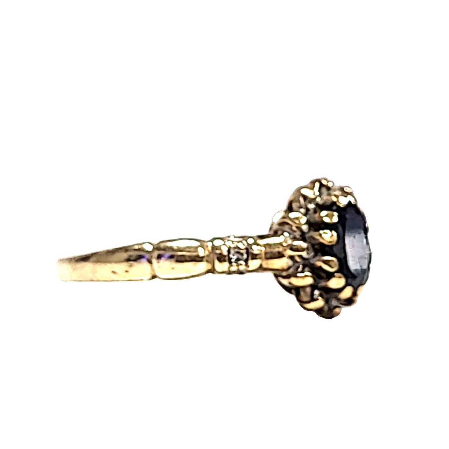 Vintage 9ct Gold Sapphire and Diamond Cluster Ring - Classic Oval Design