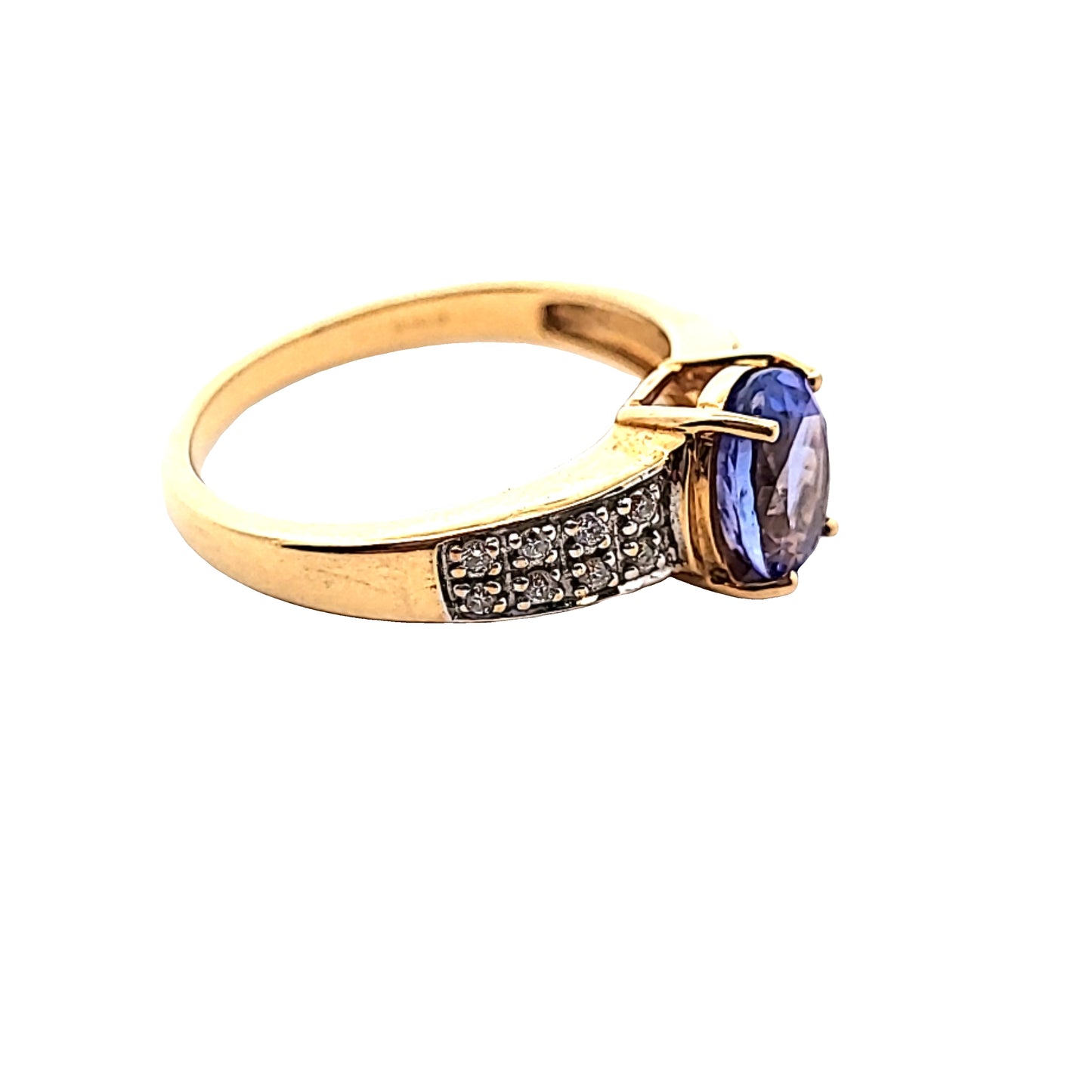 18ct Yellow Gold Amethyst & Diamond Ring Size N