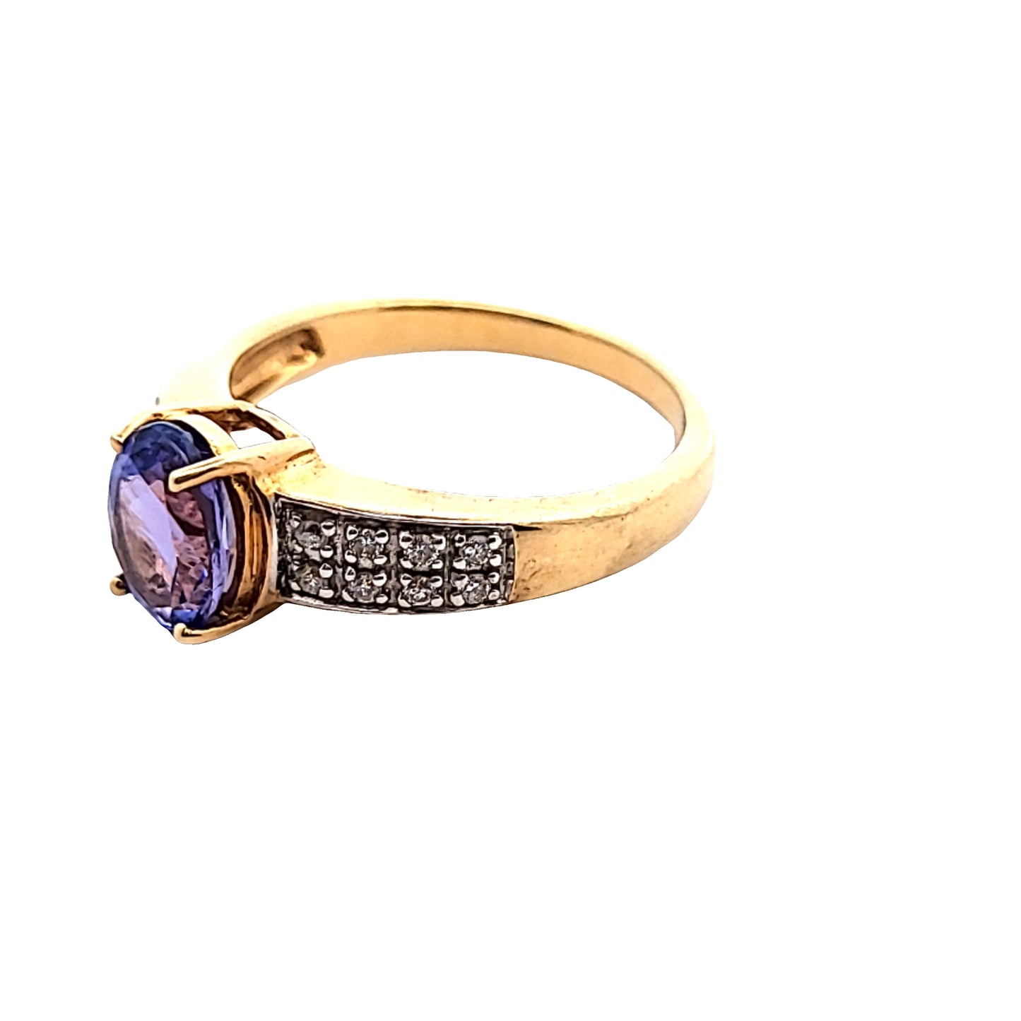 18ct Yellow Gold Amethyst & Diamond Ring Size N