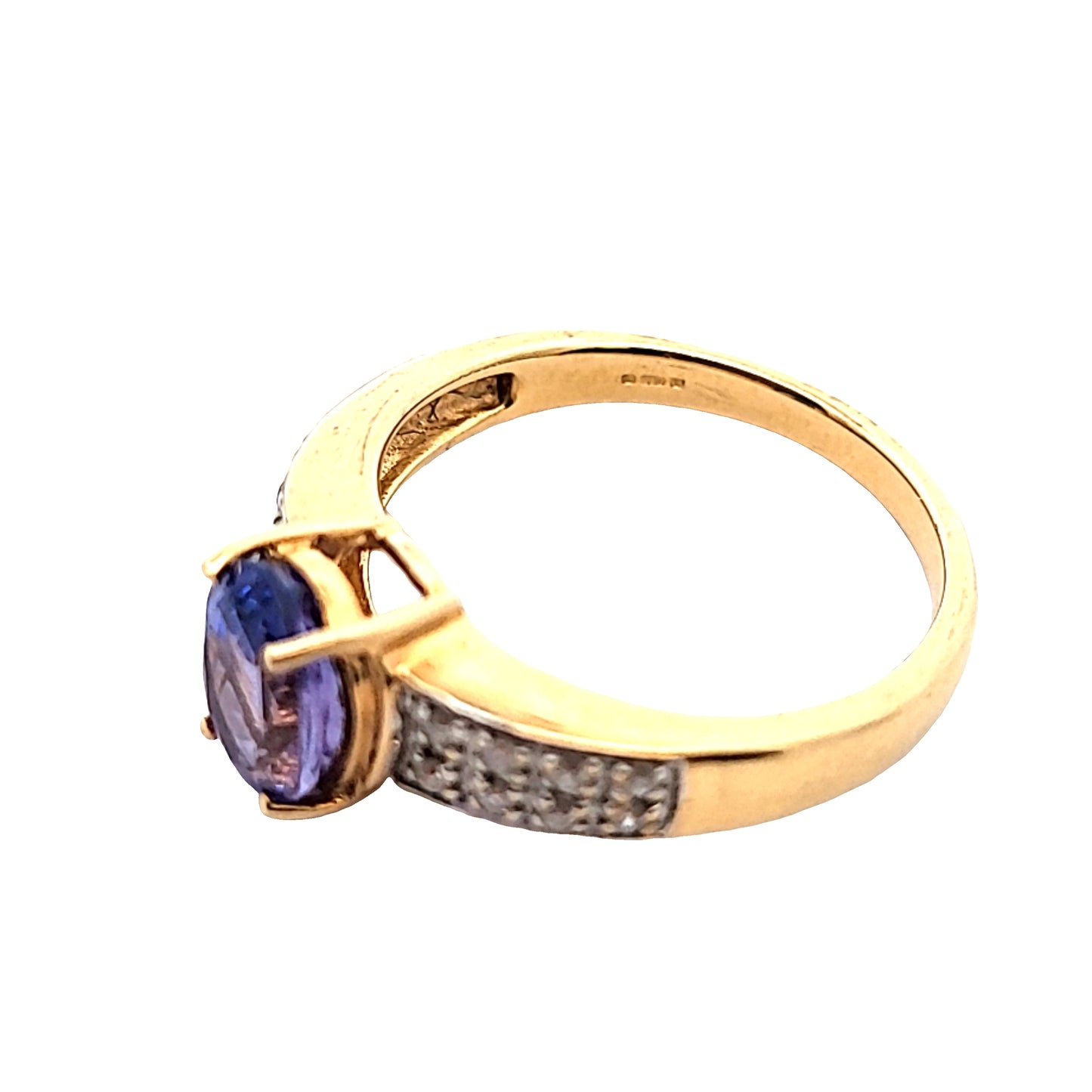 18ct Yellow Gold Amethyst & Diamond Ring Size N