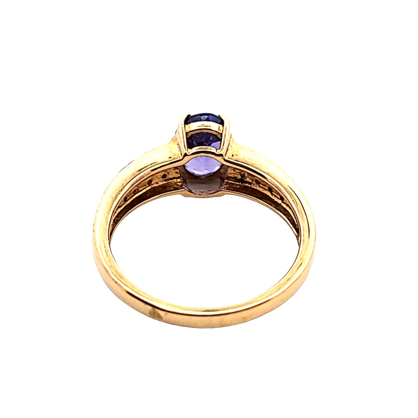 18ct Yellow Gold Amethyst & Diamond Ring Size N