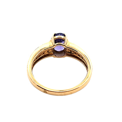 18ct Yellow Gold Amethyst & Diamond Ring Size N