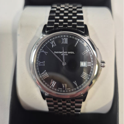 RAYMOND WEIL WO34937 SILVER TONE GENTS BLACKFACE WATCH