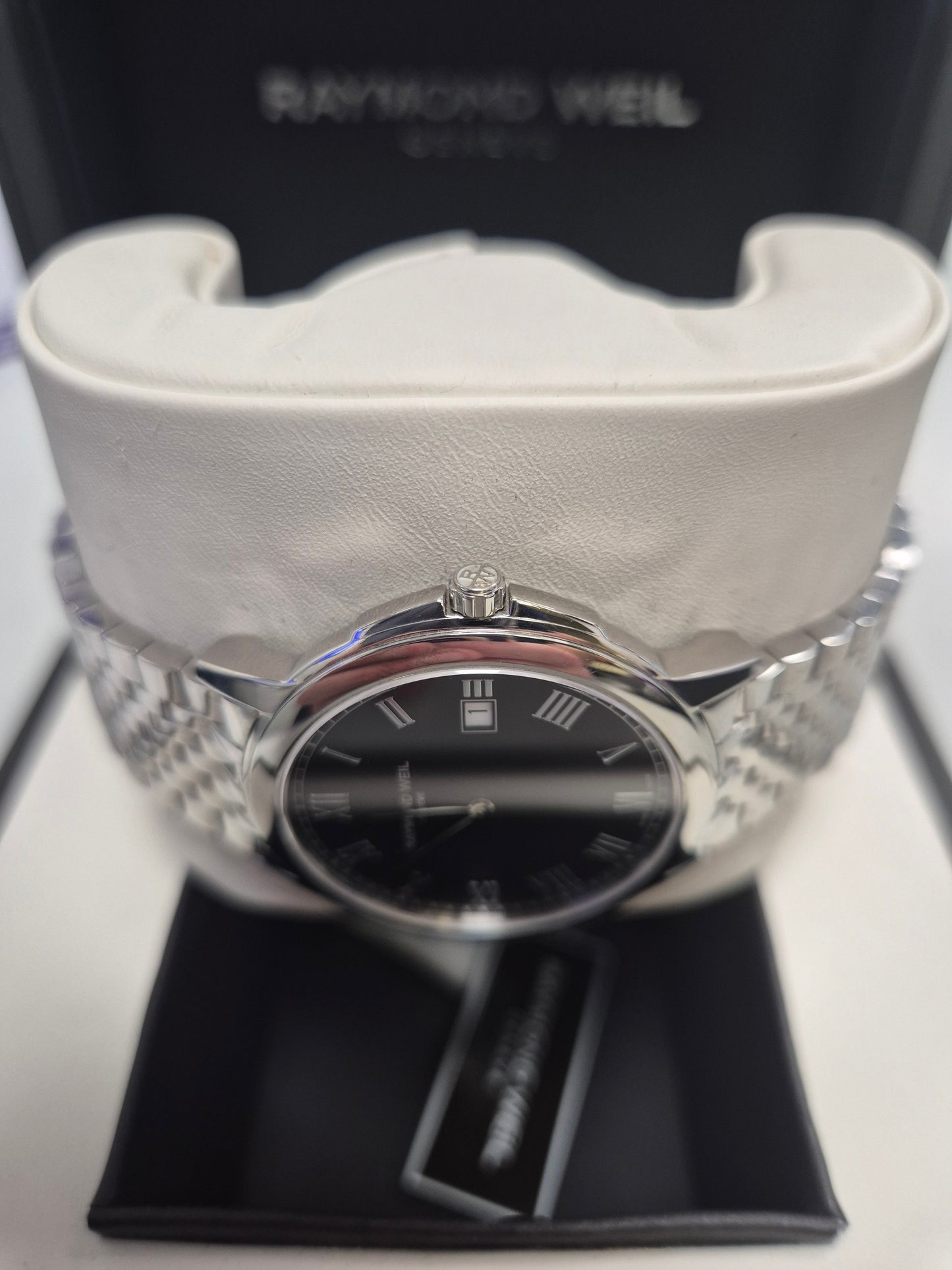 RAYMOND WEIL WO34937 SILVER TONE GENTS BLACKFACE WATCH