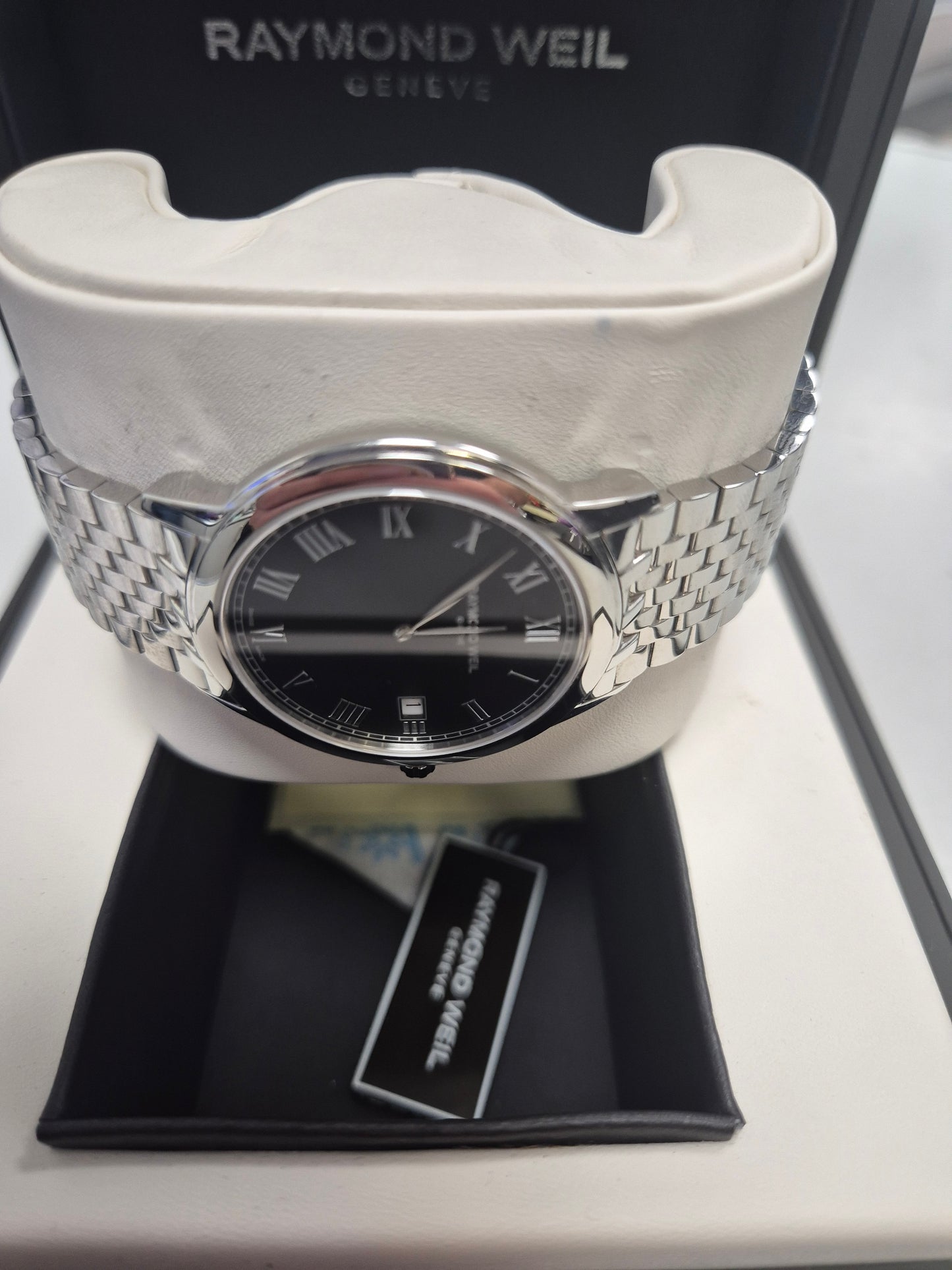 RAYMOND WEIL WO34937 SILVER TONE GENTS BLACKFACE WATCH