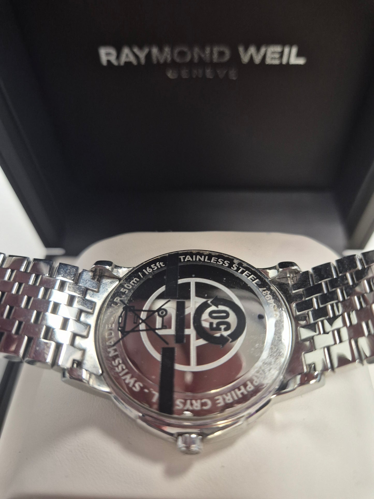 RAYMOND WEIL WO34937 SILVER TONE GENTS BLACKFACE WATCH