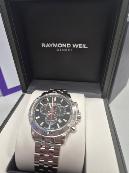 RAYMOND WEIL GENTS STEEL BLACK FACE WATCH