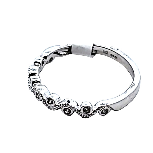 NEW 9CT WHITE GOLD DIAMOND RING, 0.07CT,2G VINTAGE