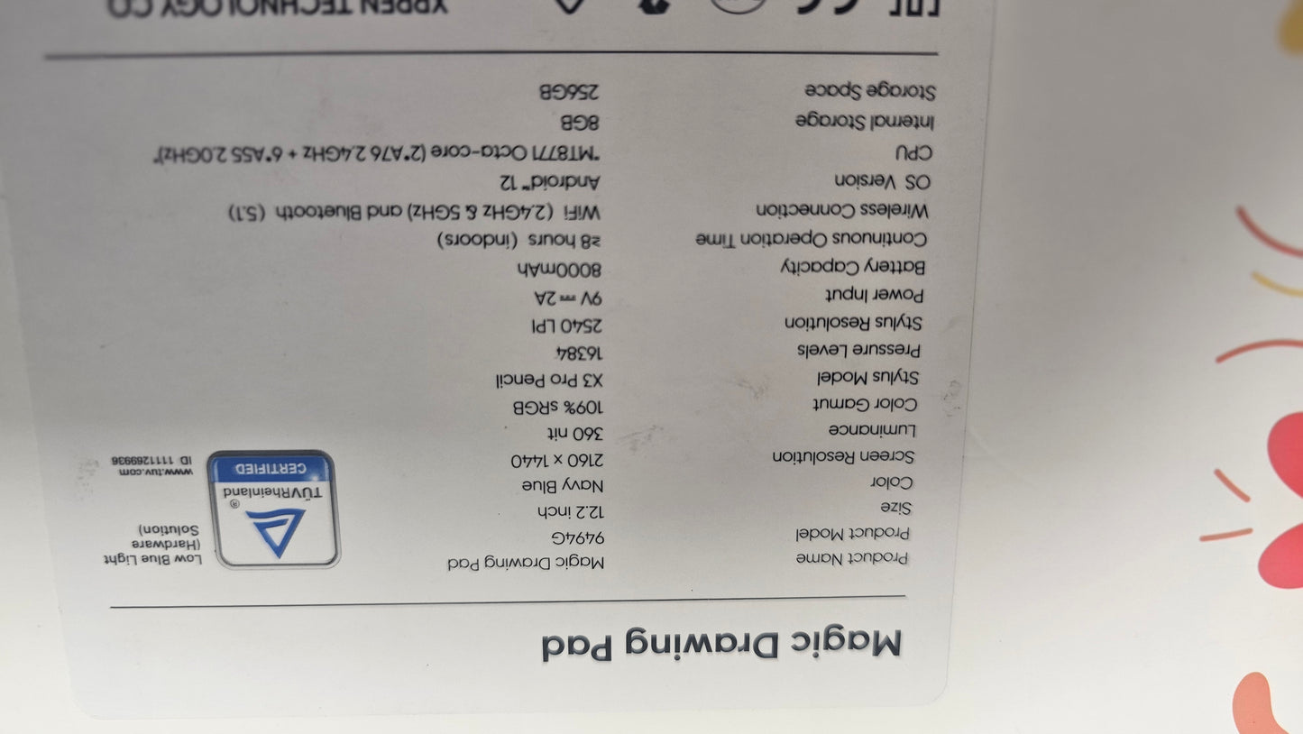 XP-Pen Magic Drawing Pad 12.2"  Navy Blue 256GB, 8GB RAM  Boxed