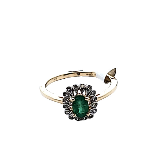 NEW EMERALD AND DIAMOND 14CT GOLD RING - Money Maker 