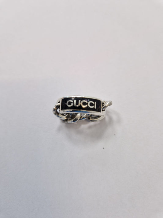 Gucci Flex Ring Size 11 Black Enamel Band AG 925 Silver - Unboxed