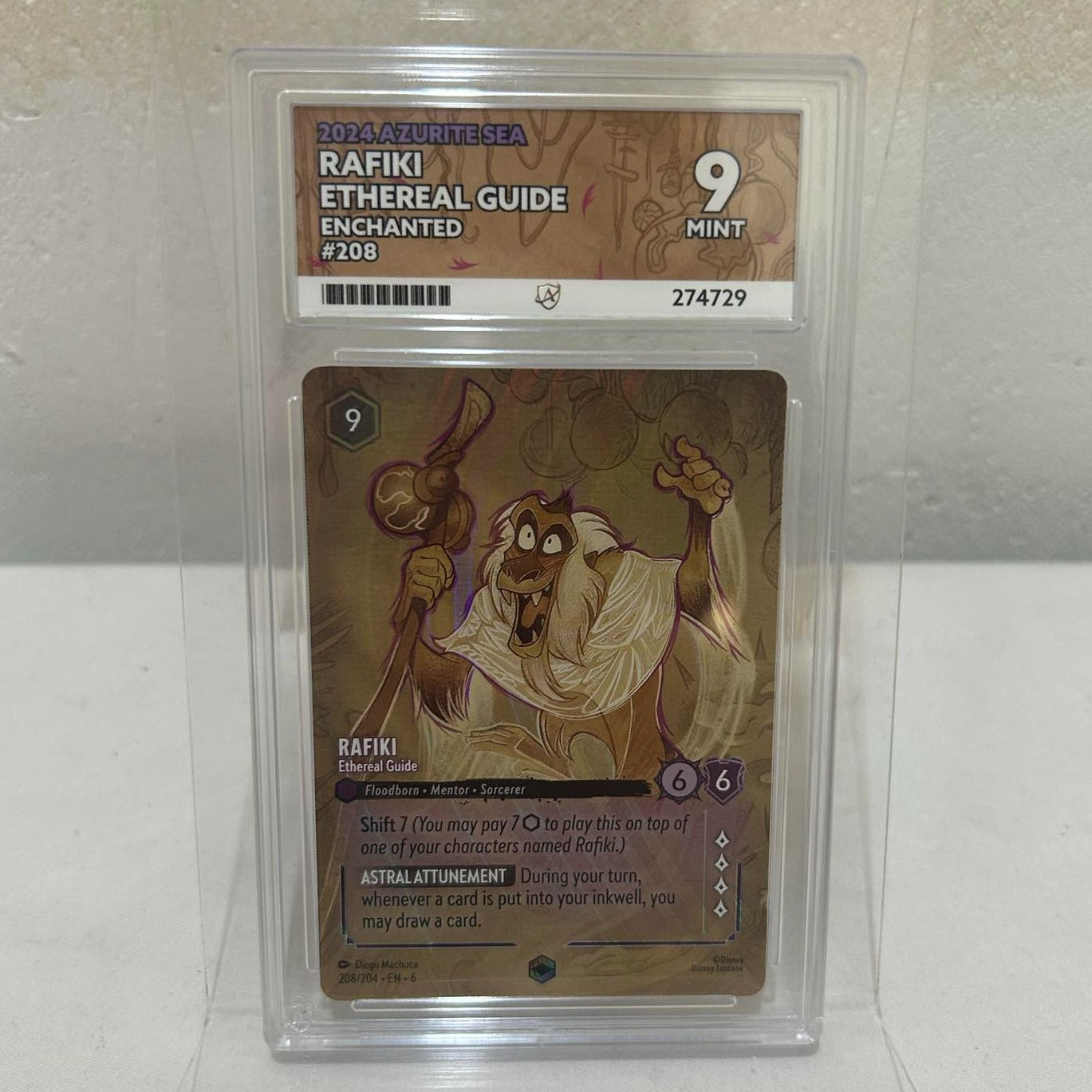 Disney Lorcana Azurite Sea - Rafiki Ethereal Guide - Enchanted - ACE GRADING 9