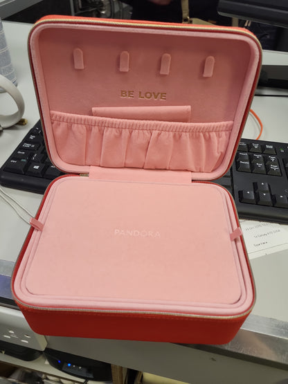 Pandora Red & Pink “Be Love” Travel Jewellery Box with Mirror – Limited Edition
