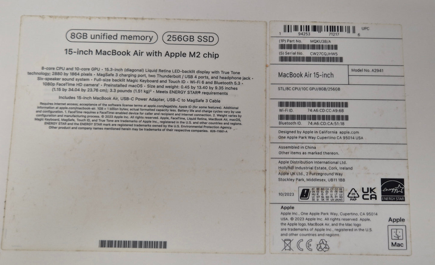 MACBOOK AIR 15" LAPTOP